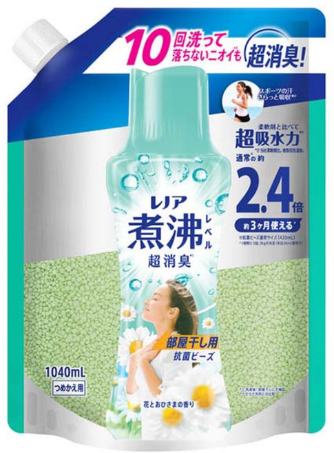 Lenor 蘭諾 Boil Level 超強力除臭珠 室內晾乾用 花香與陽光香氛 補充包, 1個, 1.04L