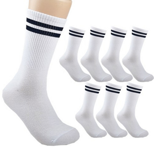 더베이직 남성용 국산 쫀쫀한 목이 긴 두줄 스포츠 장목 양말