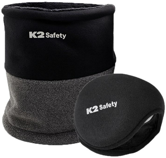 K2 safety 듀얼 넥워머 + K2맥스 귀마개 방한용품 넥게이터 귀도리, K2듀얼넥_블랙+K2맥스귀마개_블랙, 1세트