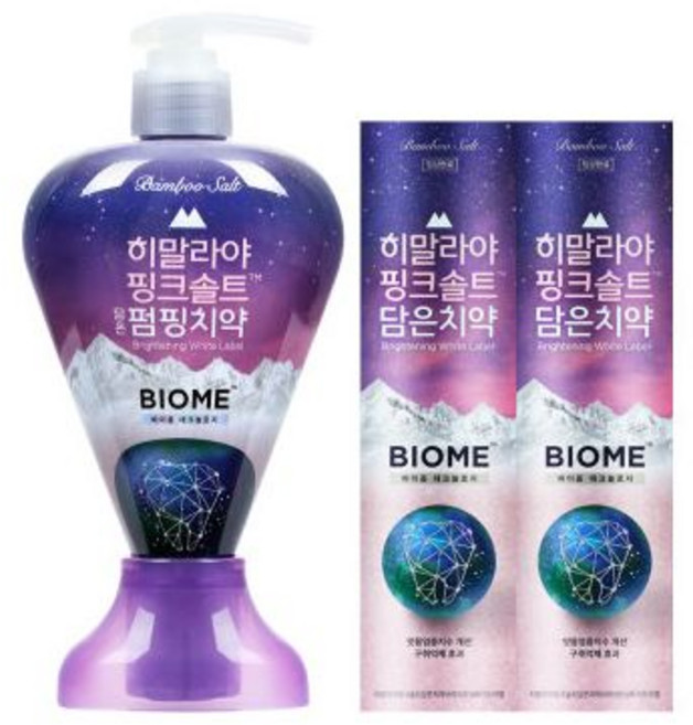 히말라야 핑크솔트담은 칫솔4입 (그린티)x2개 +여행용 양치세트(색상랜덤) ., 페리오 히말라야 핑크솔트 치약 바이옴 100g x 2개