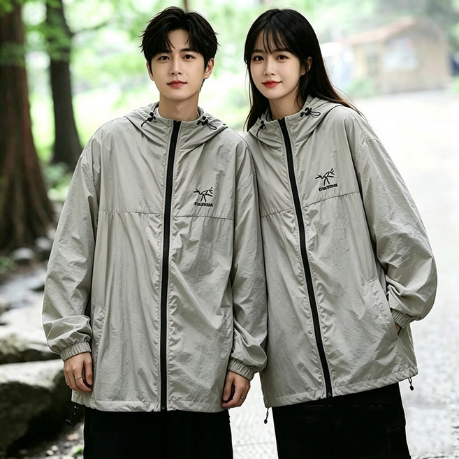 BIKASU 커플 아이스 실킨 자외선 차단재킷 통기성 빅사이즈 야상 래쉬가드 코트