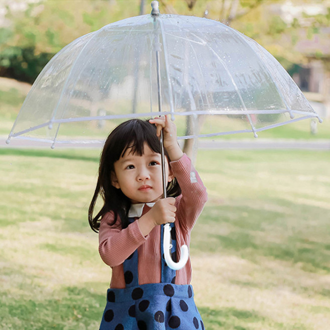 렌코리아 아이 돔형 블랙화이트 베이직라인 투명우산 비닐우산50