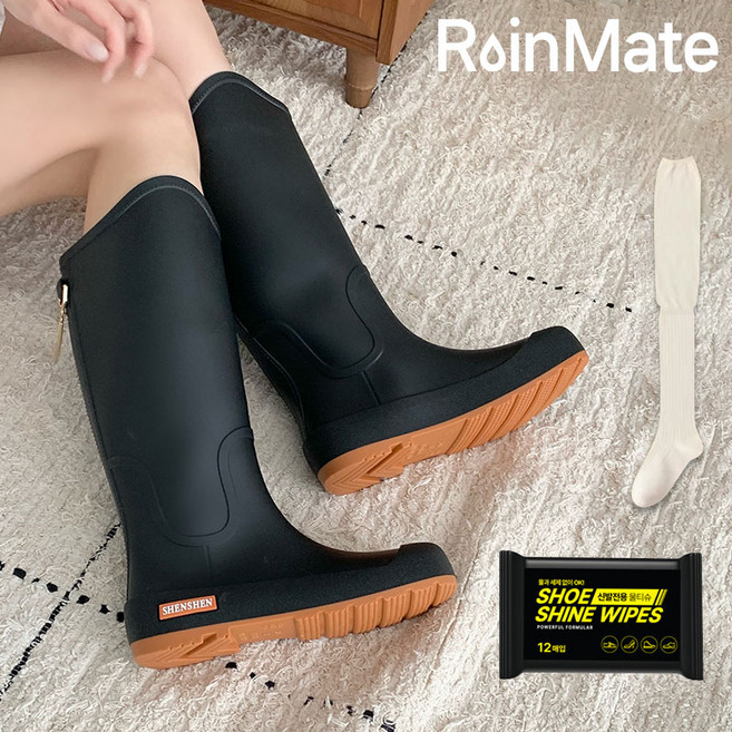 마마픽스 방수 미끄럼방지 여성용 컴포트 롱 장화 레인부츠