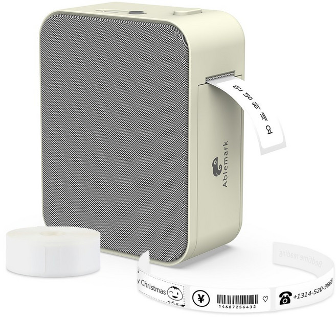 Ablemark 라벨 프린터 네임 스티커 라벨기 가정용 프린터기 미니 휴대용, 1개, 라벨기 베이지