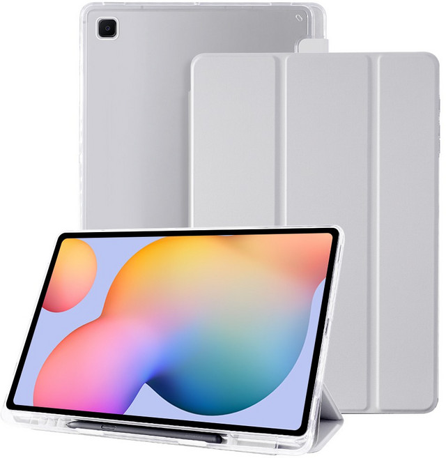 DANYCASE 펜 슬롯이 있는 스마트 태블릿 커버 투명한 경질 아크릴 커버 삼성 갤럭시 탭 케이스, 회색