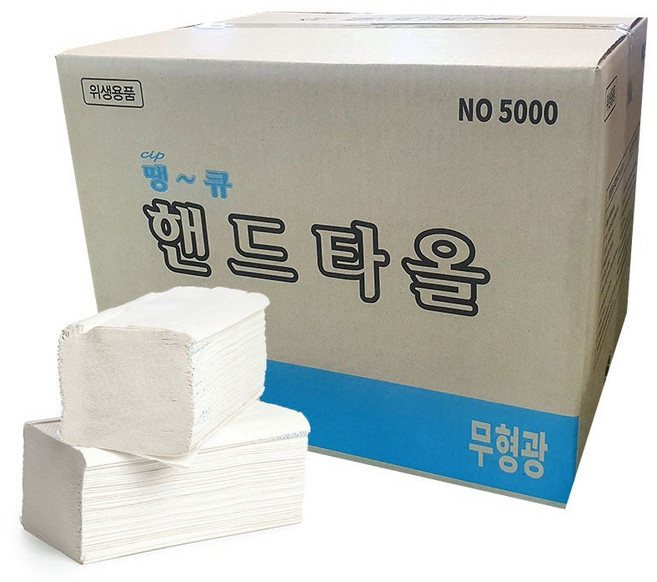 땡큐화장지 무형광 천연펄프 핸드타올 5000매, 100매입, 50개