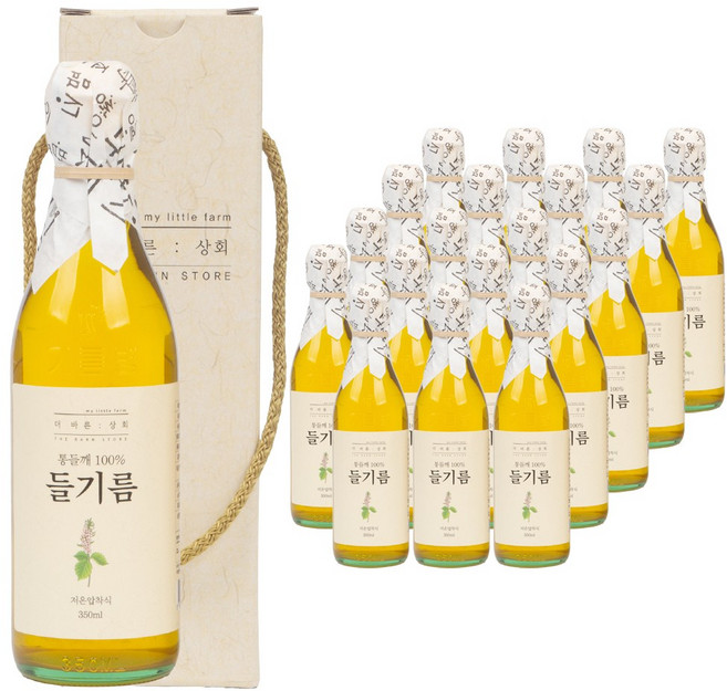[ 고급선물세트 ] 더바른상회 1구 선물세트 8호 ( 중국산 저온 압착 들기름 ), 20개, 350ml
