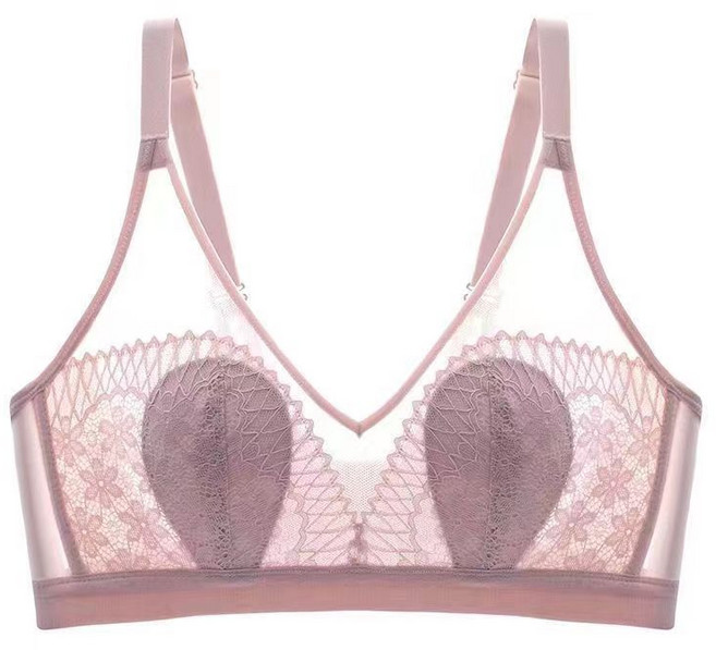 토끼 귀 브라 레이스 섹시 와이어 없음 작은 가슴 브라 집중 푸시 업 처짐 방지 브라 초박형