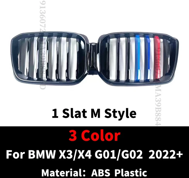 BMW X3 G01 X4 G02 2022 2023 M 흡기 메쉬 그릴 페이스리프트 액세서리용 프론트 키드니 라디에이터 그릴, 06 1 Slat M None Hole