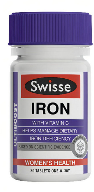 Swisse Ultiboost女性鐵&維他命C補充錠, 1個, 30片
