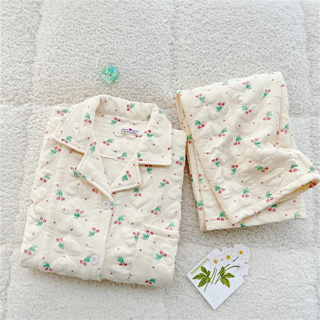 FvaBzon 여성 체리 잠옷 부드럽고 편안하며 가정복