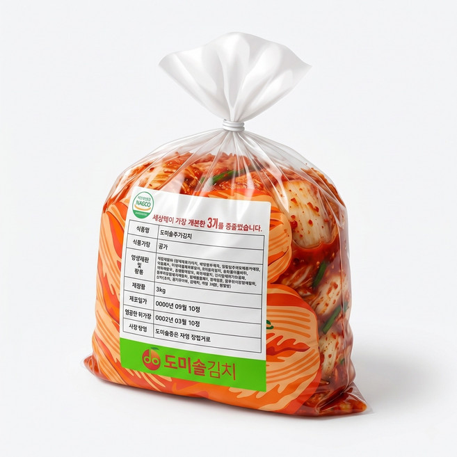 도미솔김치 도미솔 왕비 포기김치 국내산 100% 배추 김장 김치 3kg, 1개