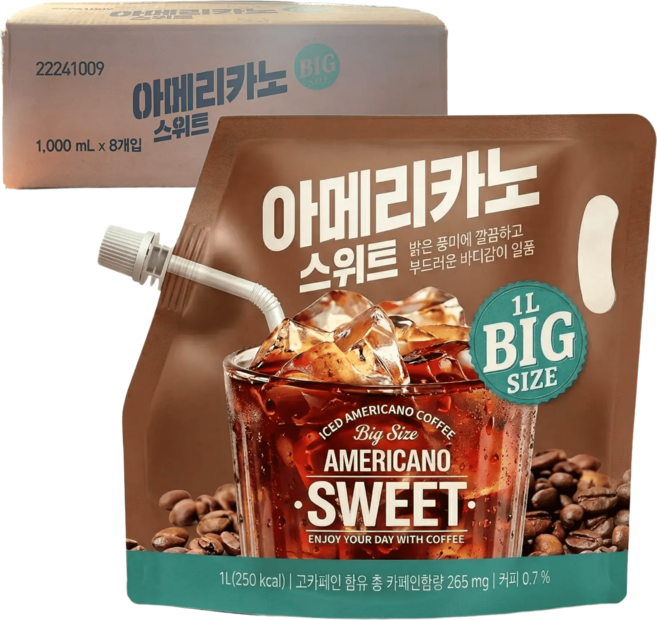 쟈뎅 아메리카노 스위트 유통기한임박 2026.07.09일까지, 8개, 1L