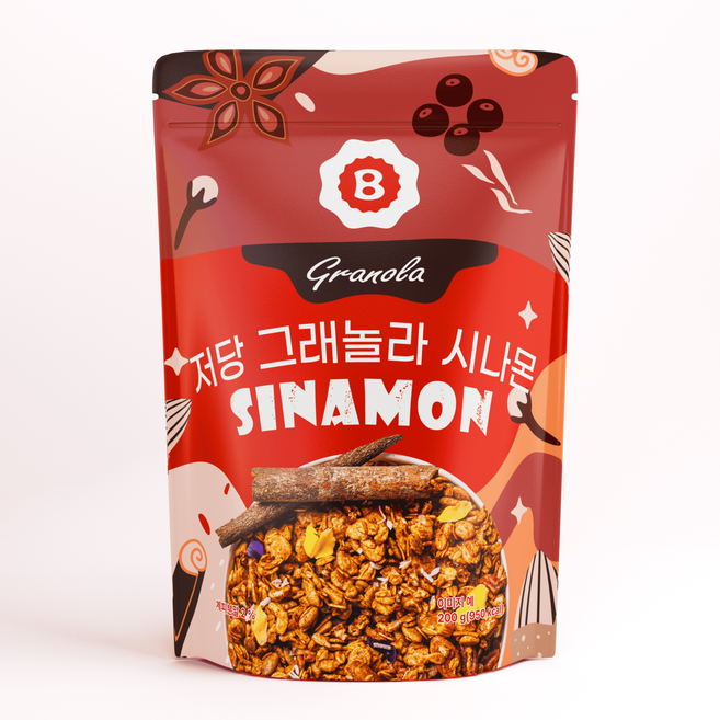 벨라 저당 그래놀라 시리얼 시나몬, 1개, 200g