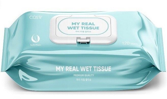 코스더블유 마이리얼 물티슈 캡형 120매 10팩, 10박스