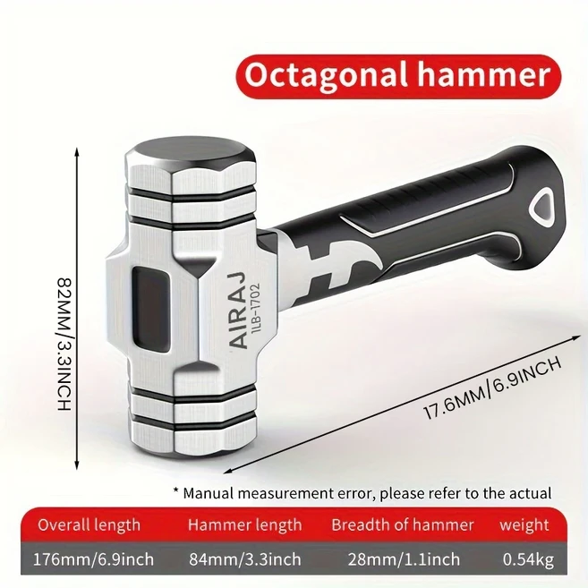 AIRAJ 망치 미니 클로 해머 헤드 피터 팔각형 다기능 통합 네일, 02 1702