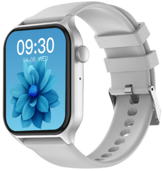 DTA WATCH Z50 智能通話手錶 運動模式 錶盤切換 藍芽通話 滾輪操作, 矽膠銀色