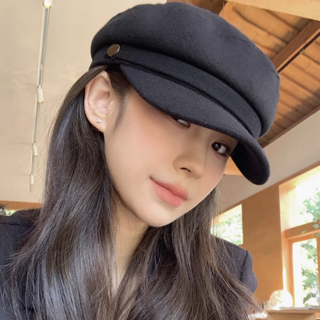 샤콘 울 모직 버튼 팔각모 마도로스 헌팅캡 빵모자 베레모 뉴스보이 가을 모자