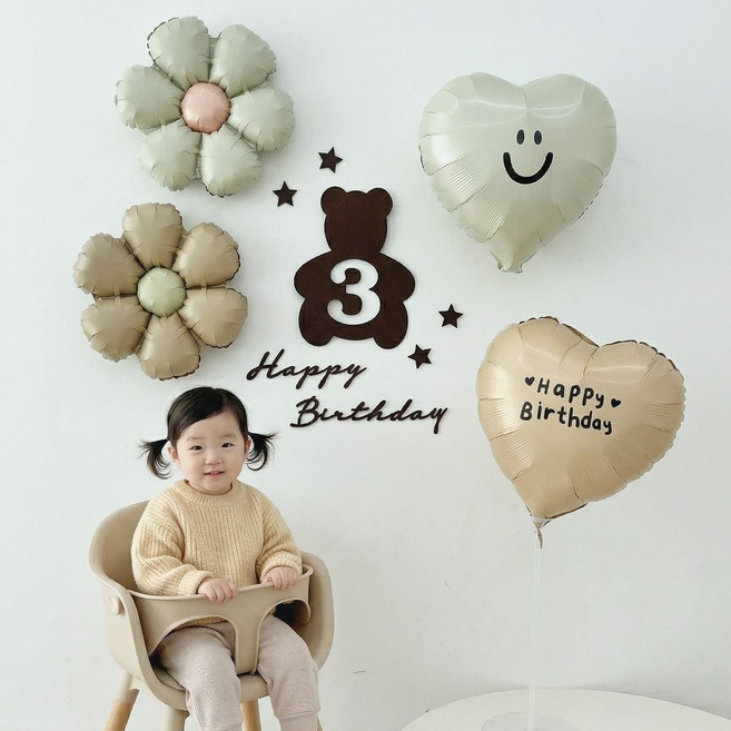 까사루미 곰돌이 숫자가랜드 풍선 생일파티용품 세트, 1세트, 곰돌이가랜드 3