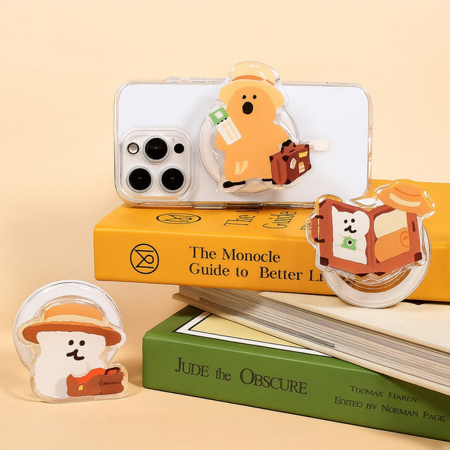 다이노탱 맥세이프 그립톡 아크릴 스마트톡 자석 탈부착 거치대 쿼카 보보, 1개, 고민하는 쿼카