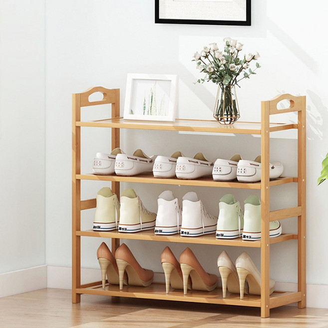 FOOI 예쁜 원목 대나무 신발장 좁은현관 신발정리대 고퀄리티, 1개, 네츄럴 브라운