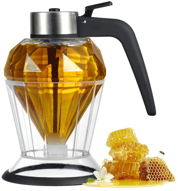 TRND 허니 시럽 오일 디스펜서 강화유리 꿀병, 1개