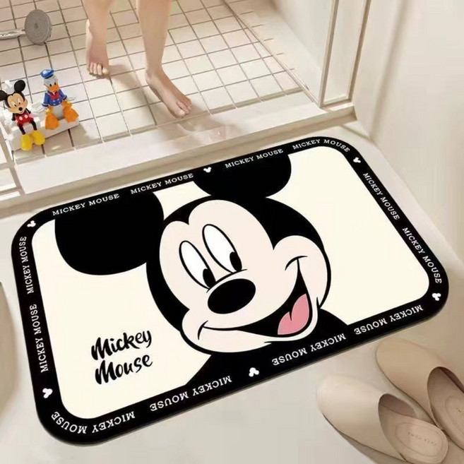 크레용 신짱 미키 수분을 잘 흡수하고 쾌적한 규조토 매트, 화이트 스마일 미키, 1개