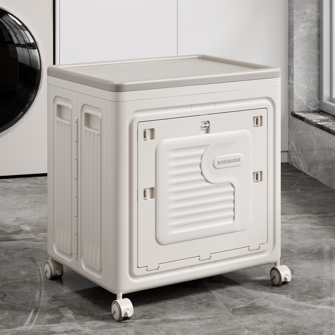 ROSSKOSS 대용량 폴딩 리빙박스 대형 접이식 수납함 옷정리 360도 이동식 이불 정리함, 1개, 화이트