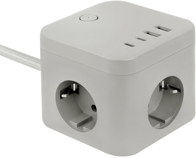 라이프썸 큐브 멀티탭 4포트 USB C타입 1.8m (LFS-HA53) 4종 택1, 1개, 그레이