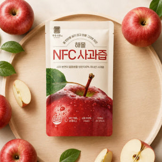 물한방울없이 국내산 통째로갈아만든 복온담 100% NFC 착즙 국내산 생 사과즙 100ml 30포, 60개