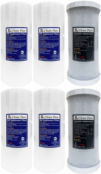 Clean Pure 10吋大胖一年份濾心組 食品級濾材 長效過濾 適用多款淨水器, 1箱, 5微米PP