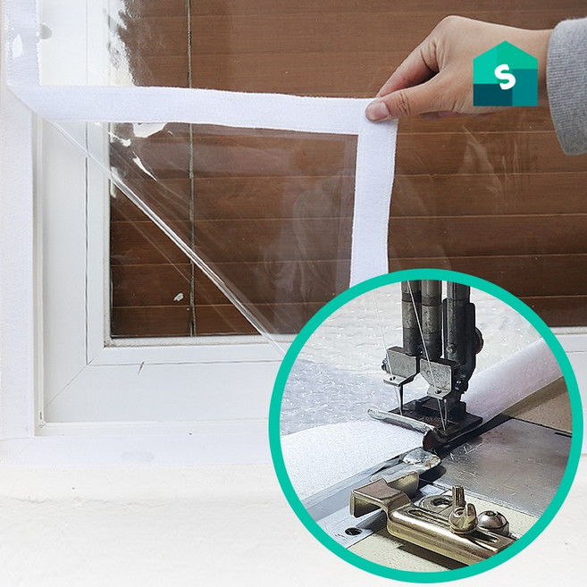 쇼홈 맞춤 선착순특수벨크로 두꺼운 창문 중형 베란다 방풍비닐 커튼바람막이 방풍막, 맞춤재단 방풍비닐(두께약0.5mm)비닐만 제공, 폭150x10cm, 1개