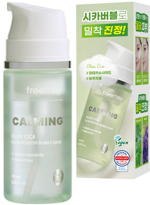 프리메이 올리브 시카 글로우 부스터 진정 광채 버블 마스크, 1개, 95ml