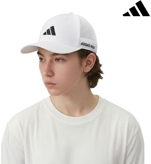 아디다스 남성 매쉬 골프 모자 스포츠 모자 캡, 1개, 2454 화이트
