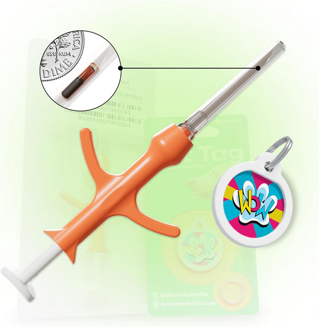등록된 반려견용 1.4 x 8mm 마이크로칩 키트 QR 코드 반려견 태그 - 1팩 국제 표준 ISO 117845 및 고양이 강아지 토끼용 24631-1 임플란트 칩, Delivery by Amazon