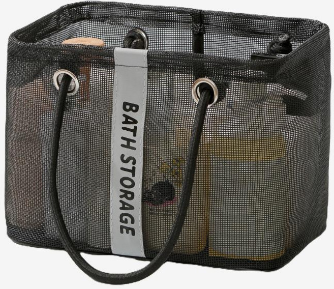 도원스타일 욕실 메쉬 수납백 방수 통풍 샤워가방 목욕가방, 블랙 Black