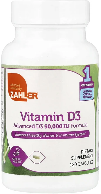 Zahler 비타민D3 1250mcg(50000IU) 캡슐 120정, Zahler비타민D31250mcg50000IU캡슐120, 1개 - 쿠팡