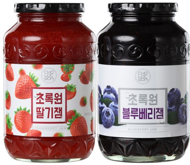 초록원 딸기잼 1kg + 블루베리잼 1kg, 1세트