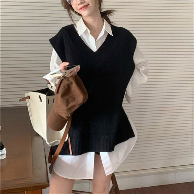 베이직 여성용 크롭 니트 베스트