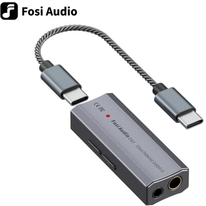 Fosi Audio DS2 DS512 HiFi DAC 헤드폰 앰프 미니 오디오 USB DAC 앰프 지원 3.5MM 및 4.4MM 듀얼 출력이, [01] Gray, 1개