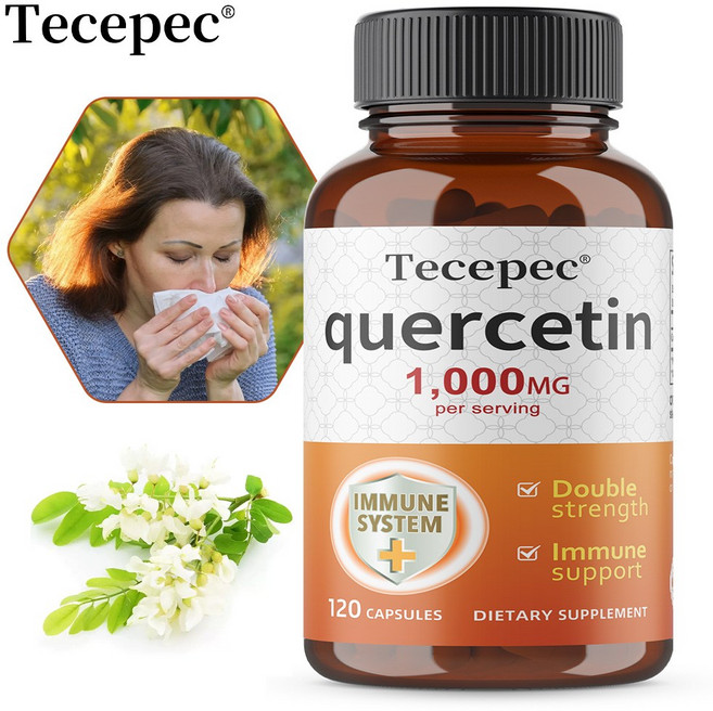 케르세틴 1 000mg/분 120캡슐|초강력 바이오플라보노이드 보충제 면역지지용|non-GMO 글루텐 프리, 1개, 60회분