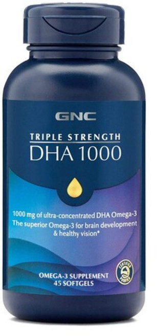 GNC 트리플 스트렝스 DHA 1000 45캡슐 오메가3 Triple Strength, 1개, 45정