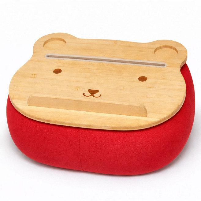 힐링베어 프리미엄 쿠션테이블 아이 독서대+다용도 바른자세 책상 KC인증, 레드