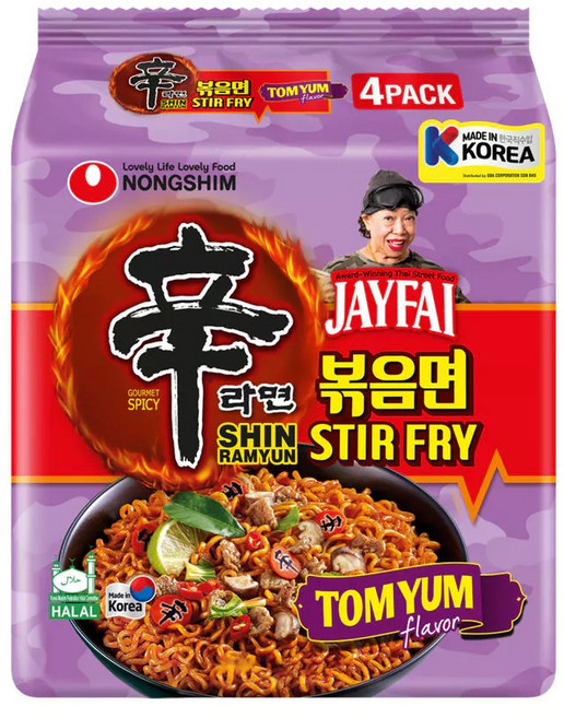 태국 출시 신라면 똠얌 JAYFAI 볶음면 4봉