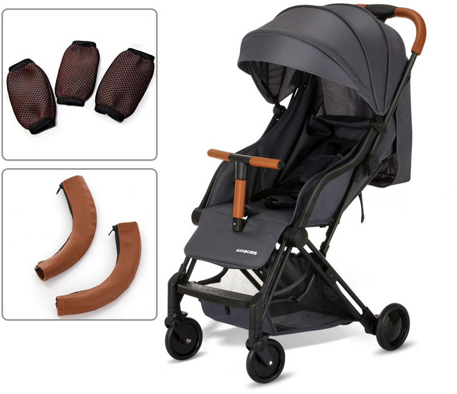 에어보스 리머X 휴대용 유모차+손잡이 커버+핸들커버, 페디 그레이