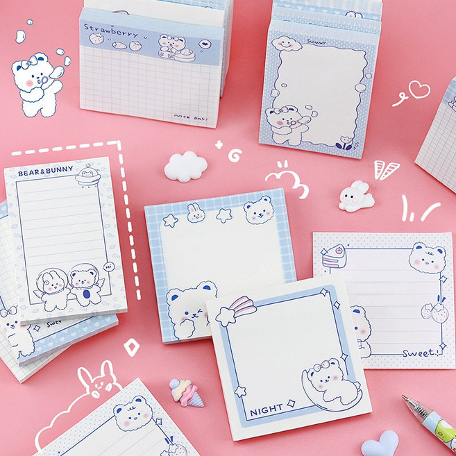 유진문구 곰돌이 점착 메모지, 4개, 80매, 정사각 4종세트