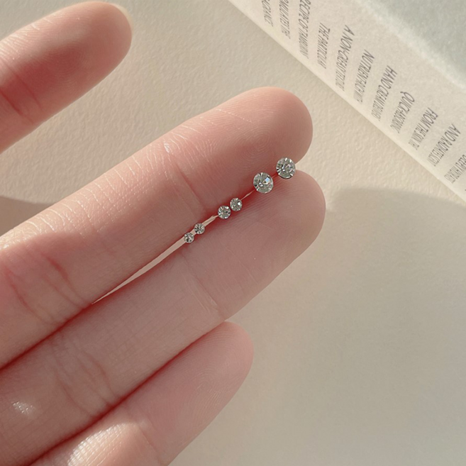 [silver 925] 실버 초미니 박힌 큐빅 귀걸이 (3size)