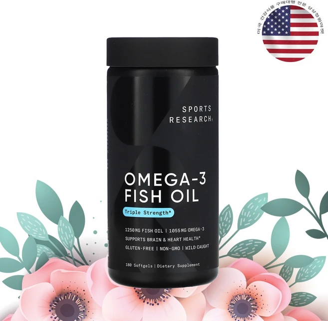 스포츠리서치 오메가3 피쉬 오일 트리플 스트렝스 180 소프트젤, 180정, 1개 - 쿠팡