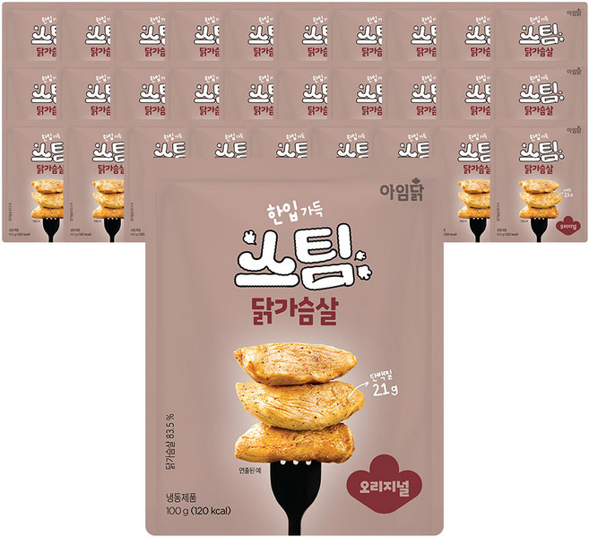 [아임닭] 한입가득 스팀 닭가슴살 오리지널, 30개, 100g