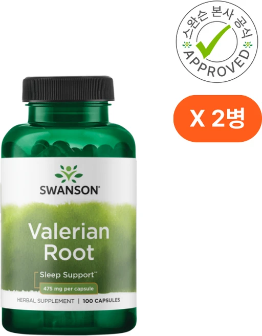 스완슨 발레리안 뿌리 475mg 100캡슐 2개, 100정 - 쿠팡